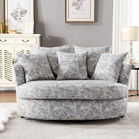 Aqif Elegant Swivel Barrel Chair - Blue Modern Swivel Chair | Swivel Accent Chairs | Kinwell Furniture | Swivel Armchairs
